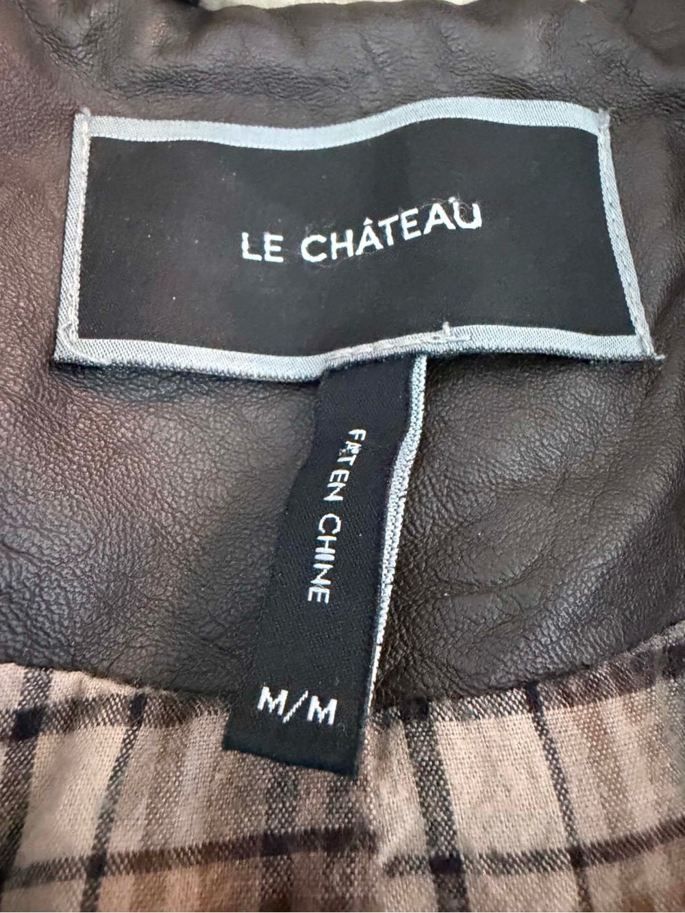 Le Château Faux Leather Sherpa Collar Jacket Boho Utilitycore Academia Chocolate - Picture 4 of 5